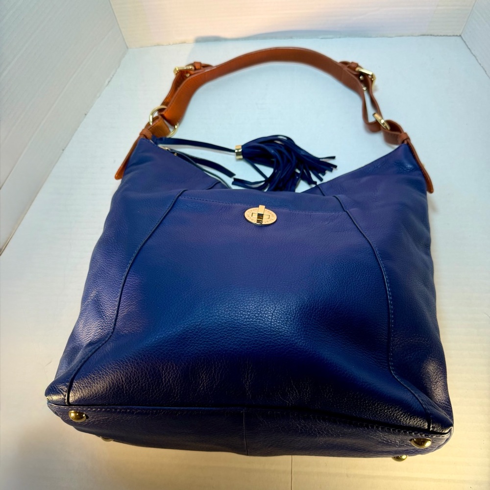 Issac Mizrahi Bridgehampton Blue Leather Hobo Bag
